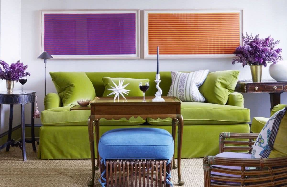 Colores triádicos en decoración de interiores, fotos e ideas